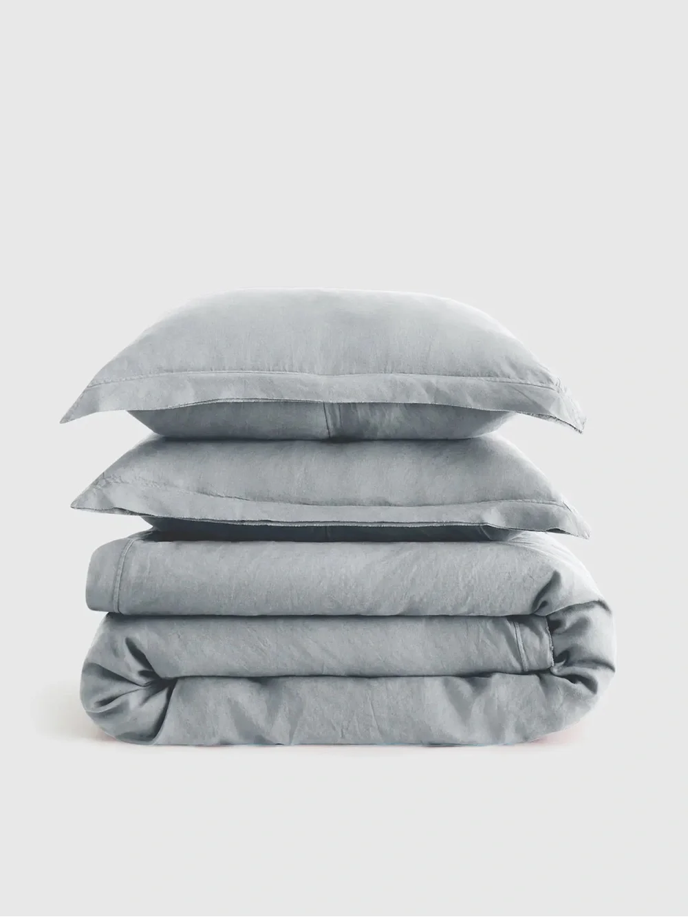 New Quince European Linen Double Flange Duvet Cover Set Full/Queen - Mist $194